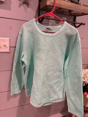 Relaxed Waffle-Knit Crewneck Sweater in Mint